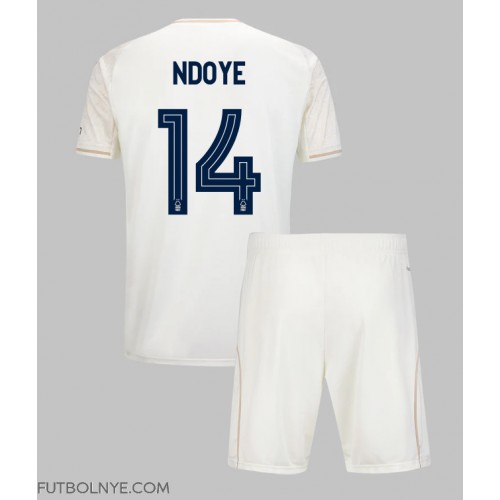 Camiseta Nottingham Forest Dan Ndoye #14 Visitante Equipación para niños 2025-26 manga corta (+ pantalones cortos)